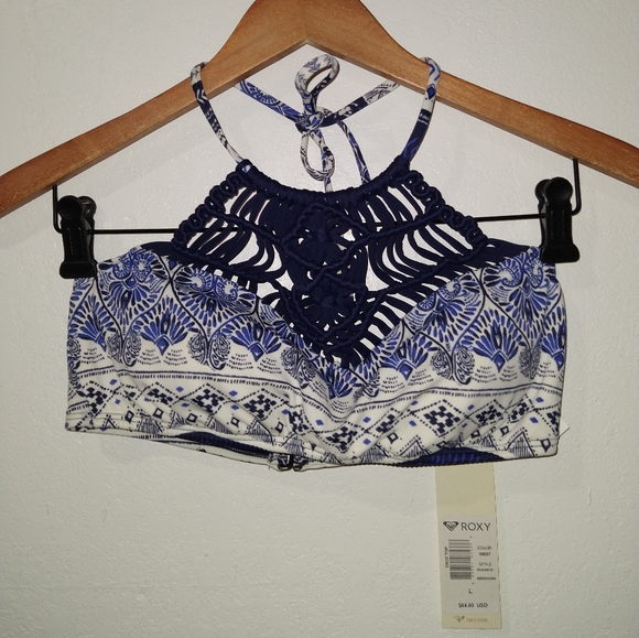 NWT ROXY Soul Paisley Cropped Crotchet Swim Top - Picture 5 of 7